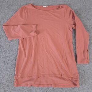 Pure J Jill Top Women Medium Peach Harmony Rib-Trimmed Tunic French Terry Pocket